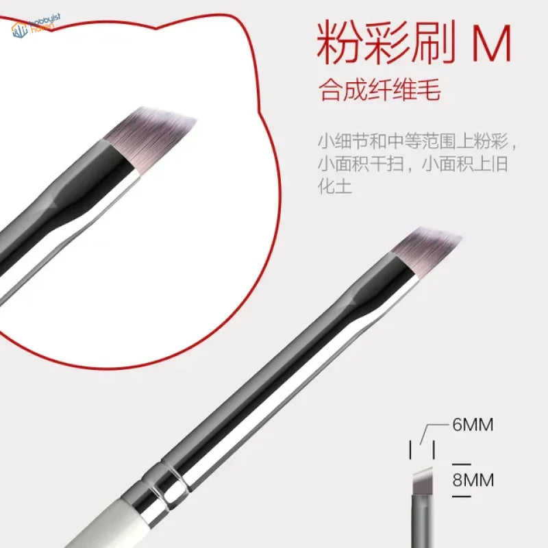 Sleek dual-ended soft weathering brush with black silver handle and white accents