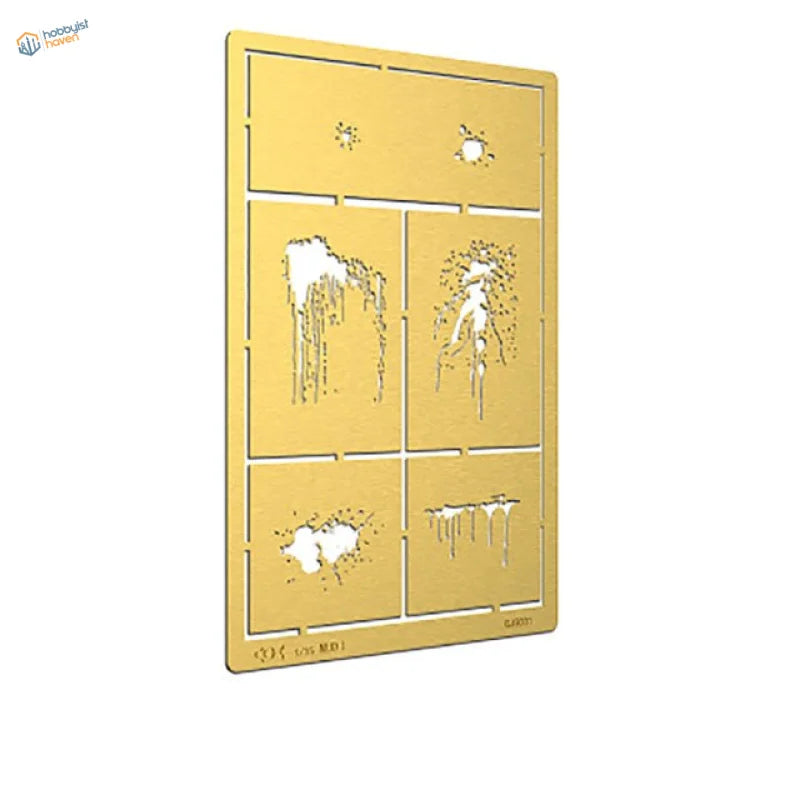 Gold Splashes And Stains stencils for model weathering effects