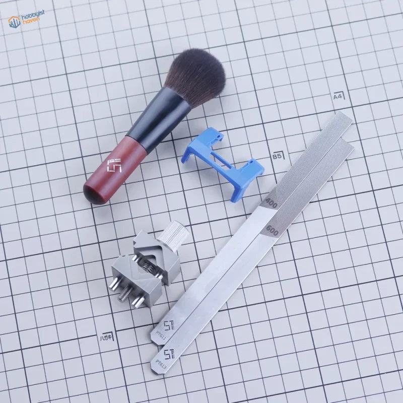Stainless steel double-sided modeling files with black red handle precision hobby brush