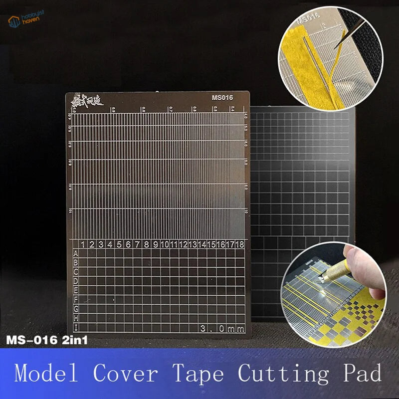 Transparent acrylic stainless steel cutting template pad with grid markings
