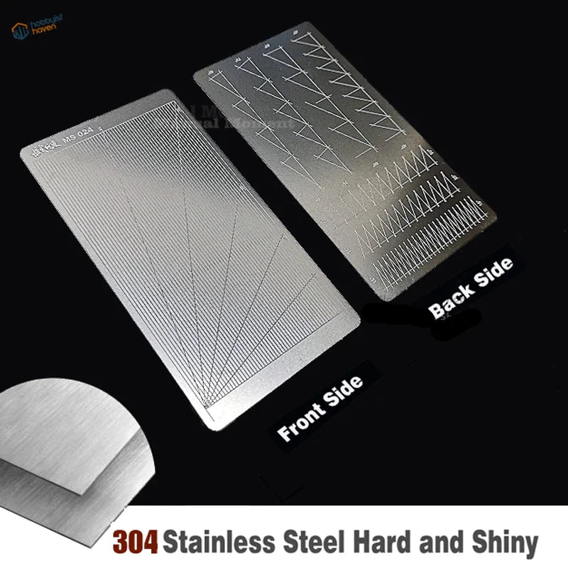 Silver 304 stainless steel mask cutting stencil back side with geometric pattern