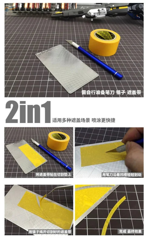 Yellow tape roll on stainless steel mask cutting stencil side