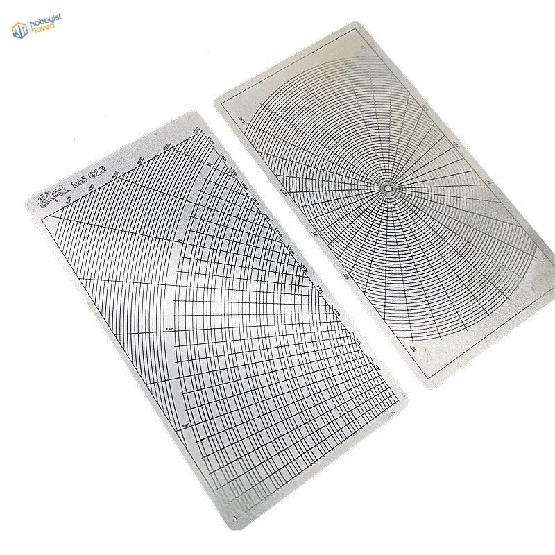 Stainless steel mask cutting stencil with radial grid and angular templates
