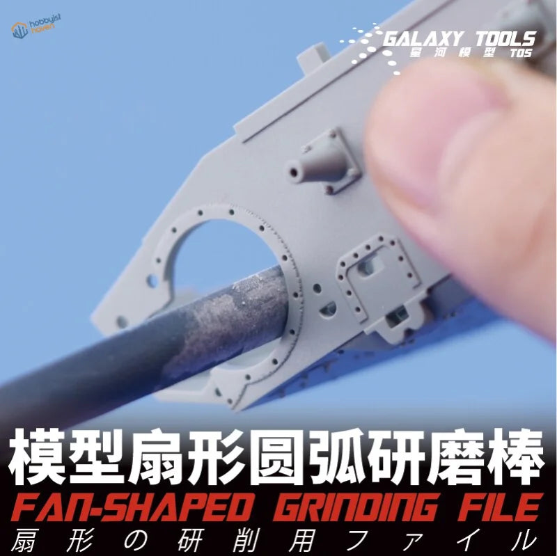 Gray Galaxy Tools stainless steel semicircular sanding tool for model detailing
