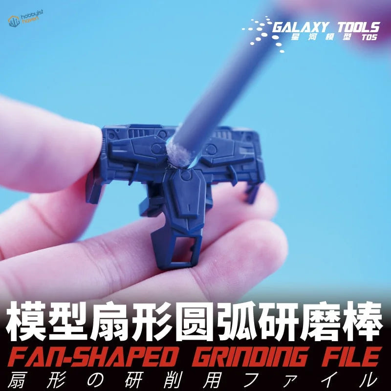 Stainless steel semicircular sanding tool, blue fan-shaped grinding file