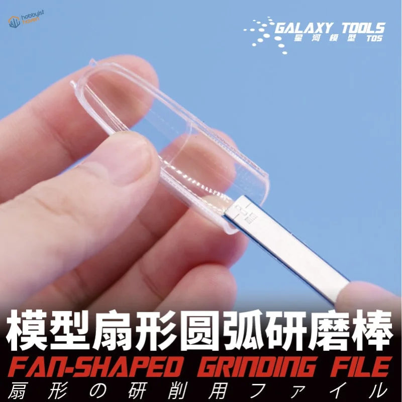 Stainless steel semicircular sanding tool with transparent fan-shaped file