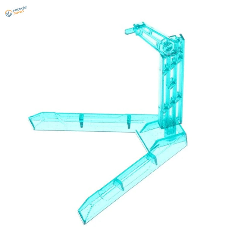 Clear turquoise geometric stand for 1/144 HG/RG Gundam figures, precision hobby tool