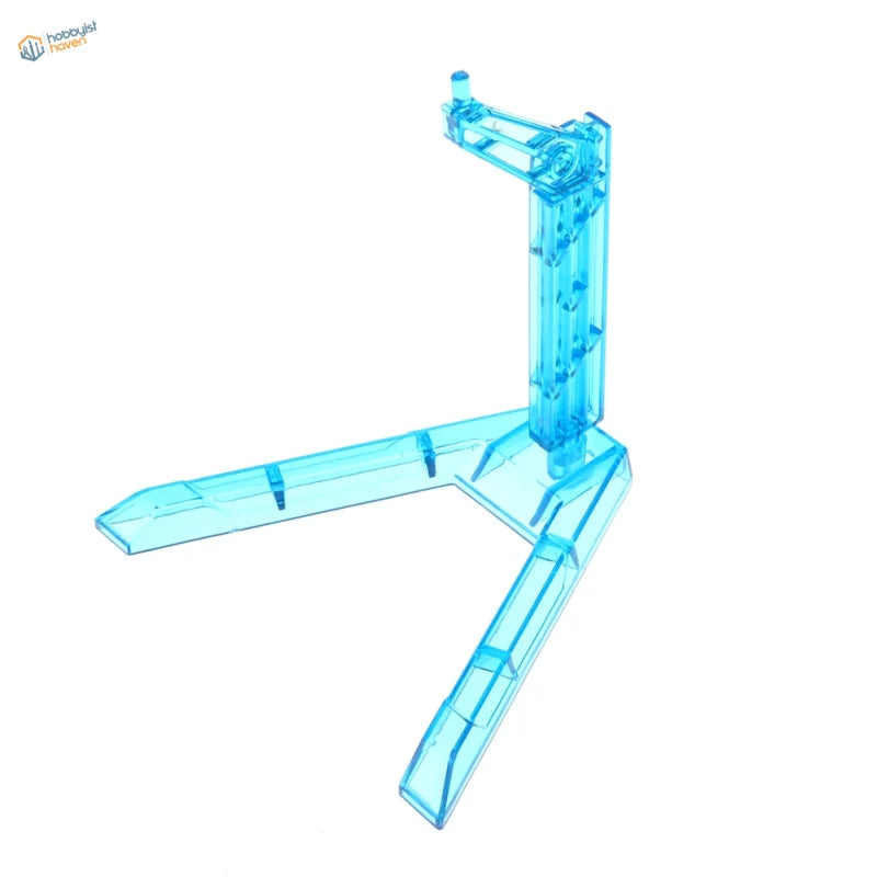 Transparent blue geometric stand for 1/144 HG/RG Gundam figures, precision hobby tool