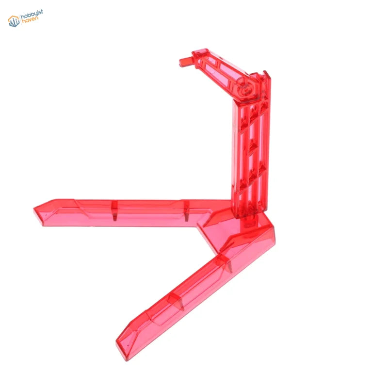 Transparent red geometric stand for 1/144 HG/RG Gundam figures, precision hobby tool