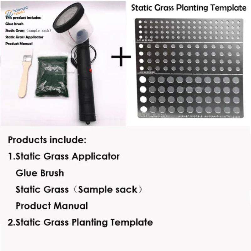 Static Grass Applicator 2.0 with black handle, red button, transparent top and mesh screen