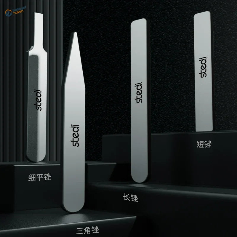 Stedi glass files with silver Stedi precision tweezers