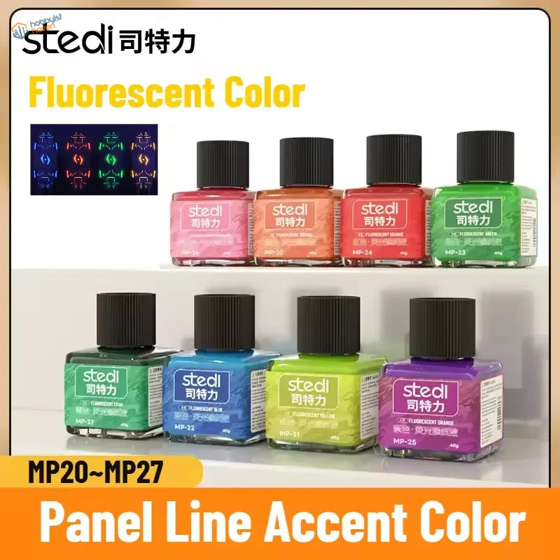 Stedi 40g fluorescent panel liner paints for resin garage kits, 6 vibrant colors