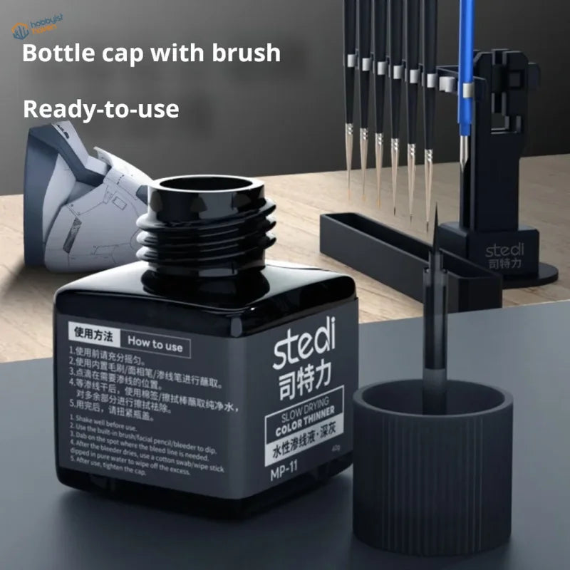 Stedi acrylic panel liner MP-11 black cap with brush, slow drying thinner