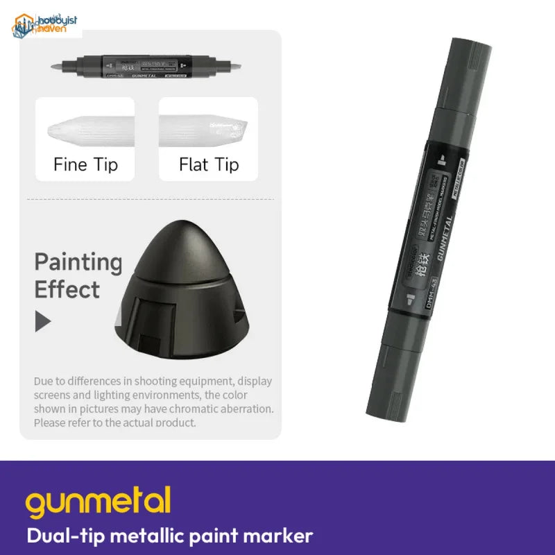 Stedi Gunmetal dual-tip metallic paint marker with fine tip, flat tip and gunmetal painting effect