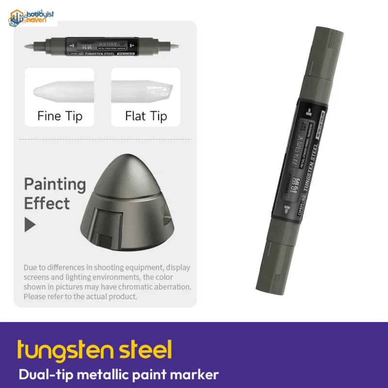 Stedi Tungsten Steel dual-tip metallic paint marker with fine tip, flat tip and dark-grey painting effect