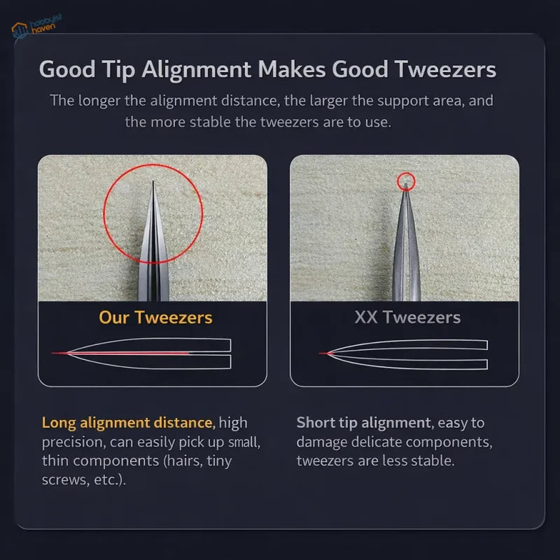 Stedi stainless steel sturdy tweezers silver with long alignment distance for stable fine rigging of small parts