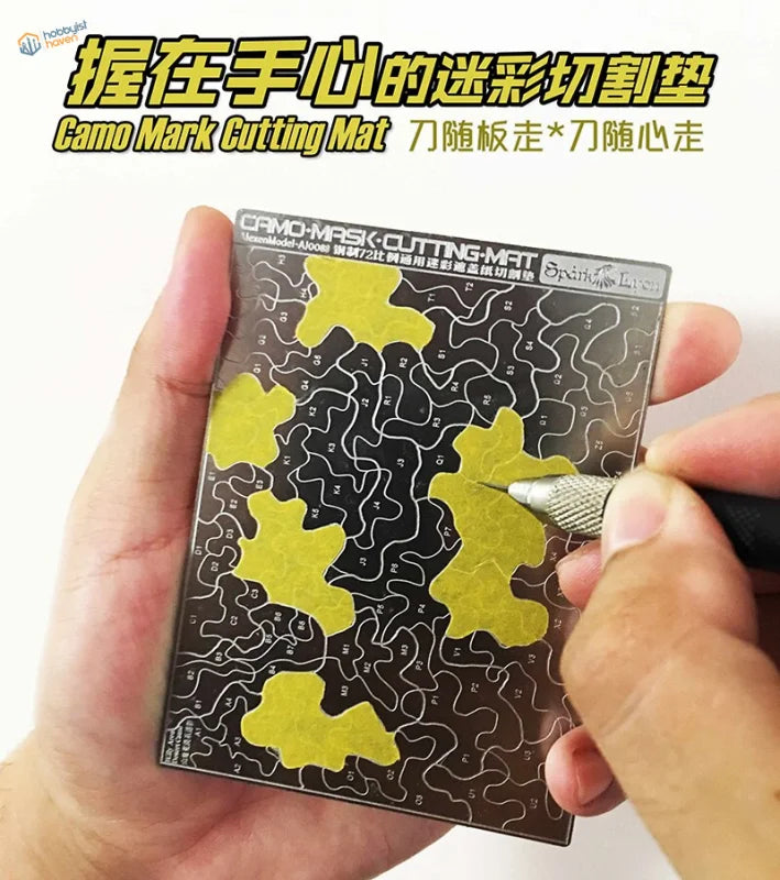Stencil for camouflage mask cutting: camo-pattern mat