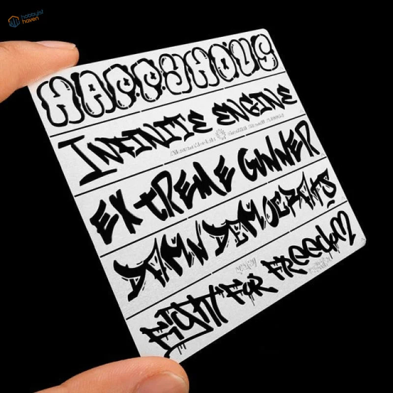 White sticker sheet with diorama graffiti stencils like happy hole for scale modeling