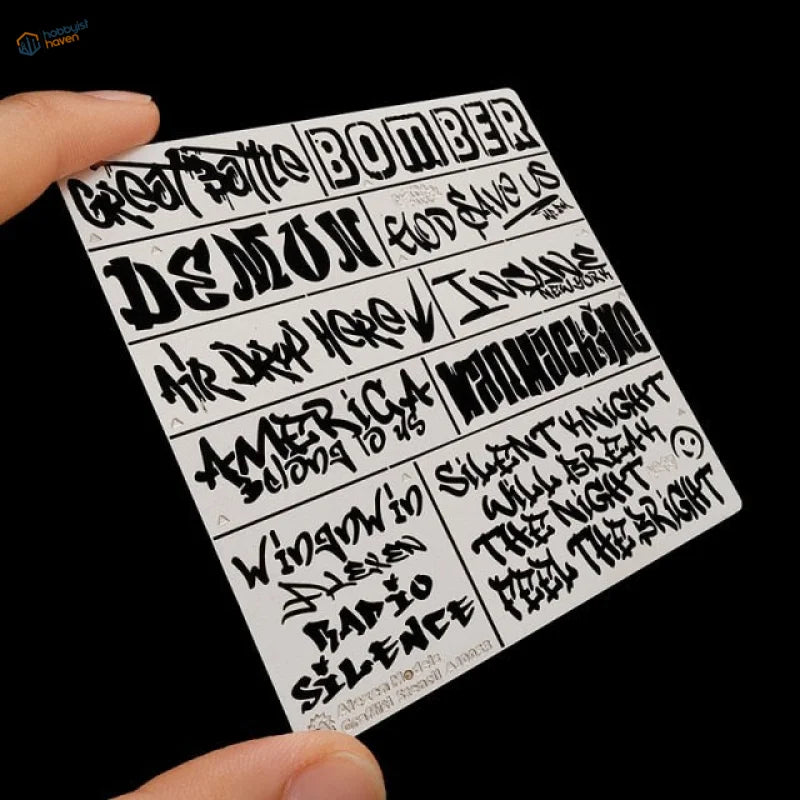 White graffiti stencil sheet for scale modeling tools Model 3