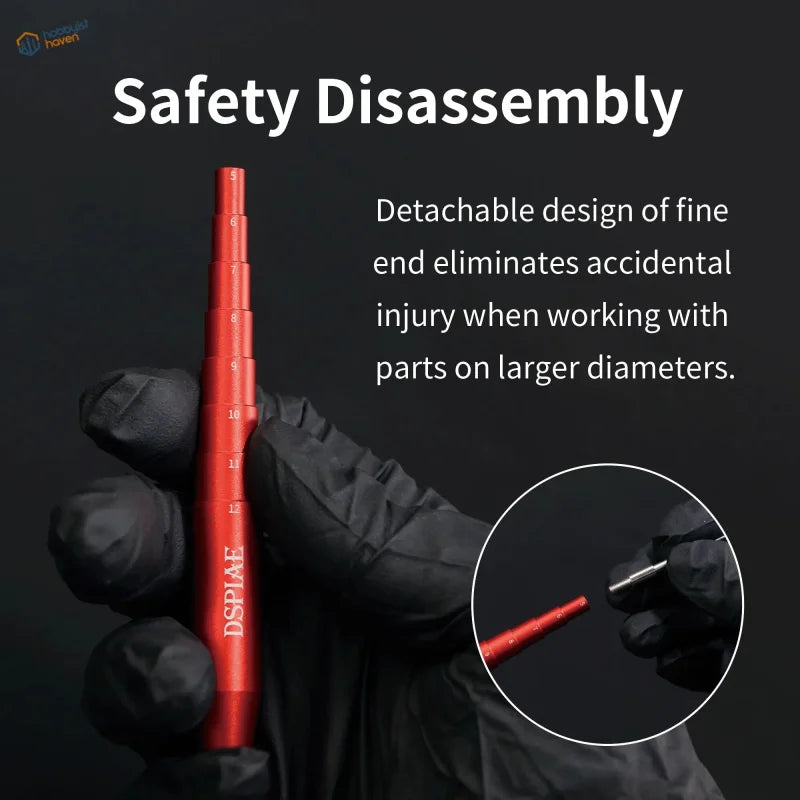 Red stepped mandrel aluminum safety tool for scale modeling precision