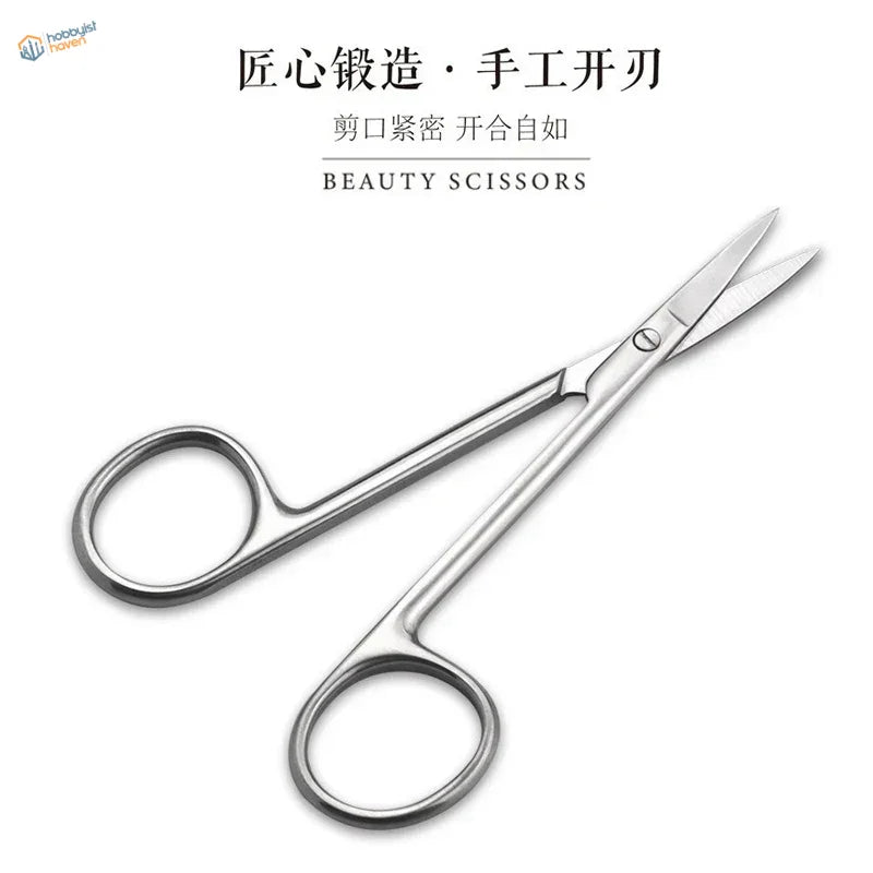 Straight scissors for decals with silver stainless steel precision hobby tools