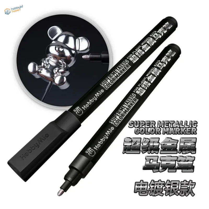 Black Heebbyme super metallic marker pen with silver electroplated tip