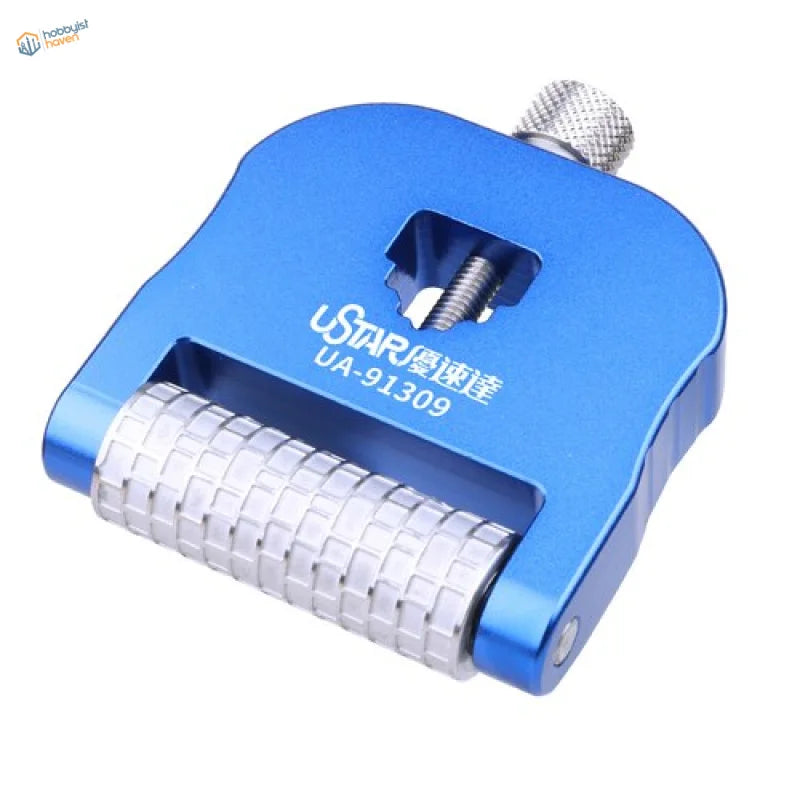 Blue texture roller with silver surface, sharpening holder for scale modeling tools