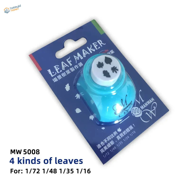 Translucent turquoise tree leaf maker with 4 black leaf designs