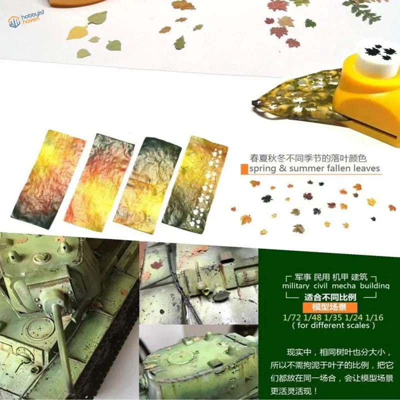 Yellow tree leaf maker punch with black floral design on leaf-shaped paper