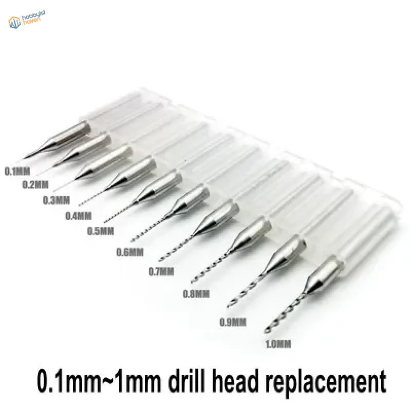 Tungsten hand drill set with 10 precision bits 0.1mm to 1mm
