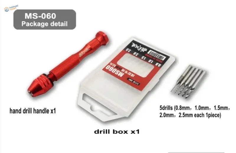 Red textured grip on tungsten hand drill handle with metallic tip