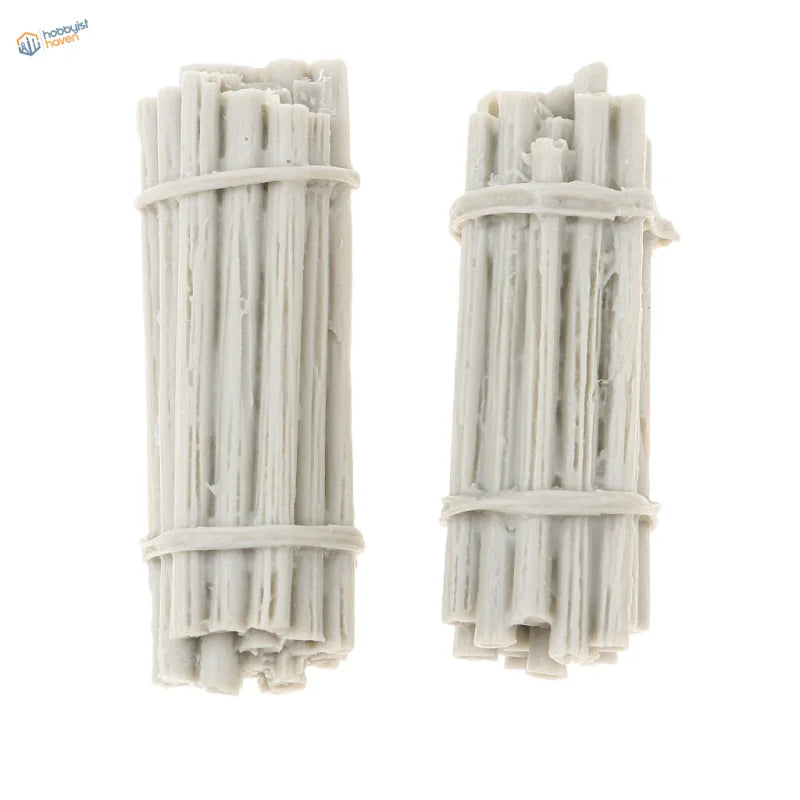 Two 1/35 resin bundles of timber, gray plastic sticks tied with bands