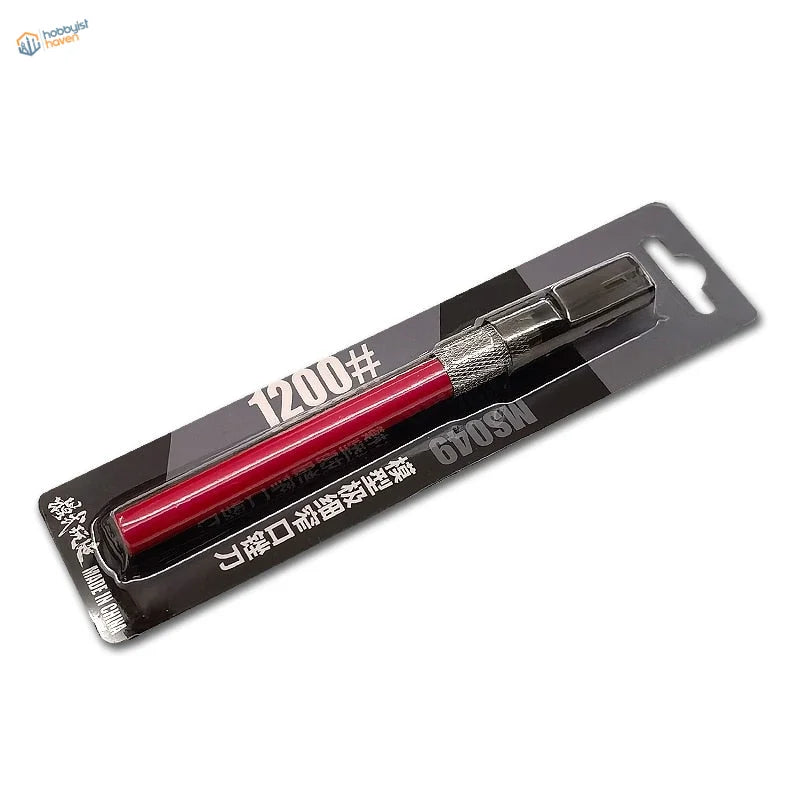 Red 1200# ultra fine files sanding stick with metallic grip on blister card