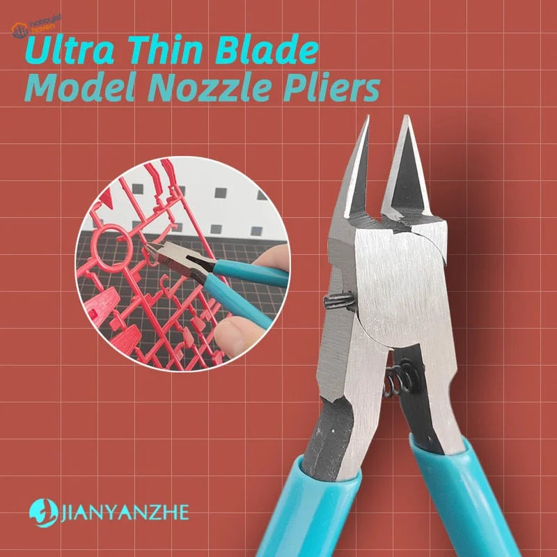 Ultra thin blade side-cutters with turquoise handles for scale modeling