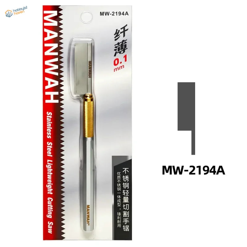 Ultra-thin stainless steel modeling saw mw-2194a with silver gold handles for controlled cuts