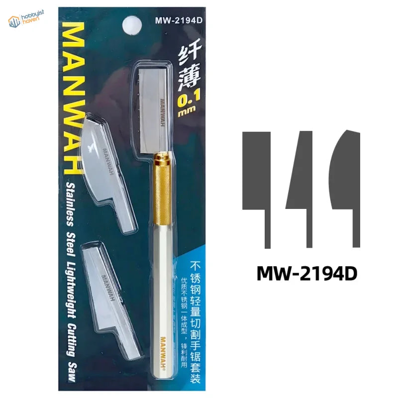 Mannwah mw-2194d stainless steel modeling saw with gold handle, blades
