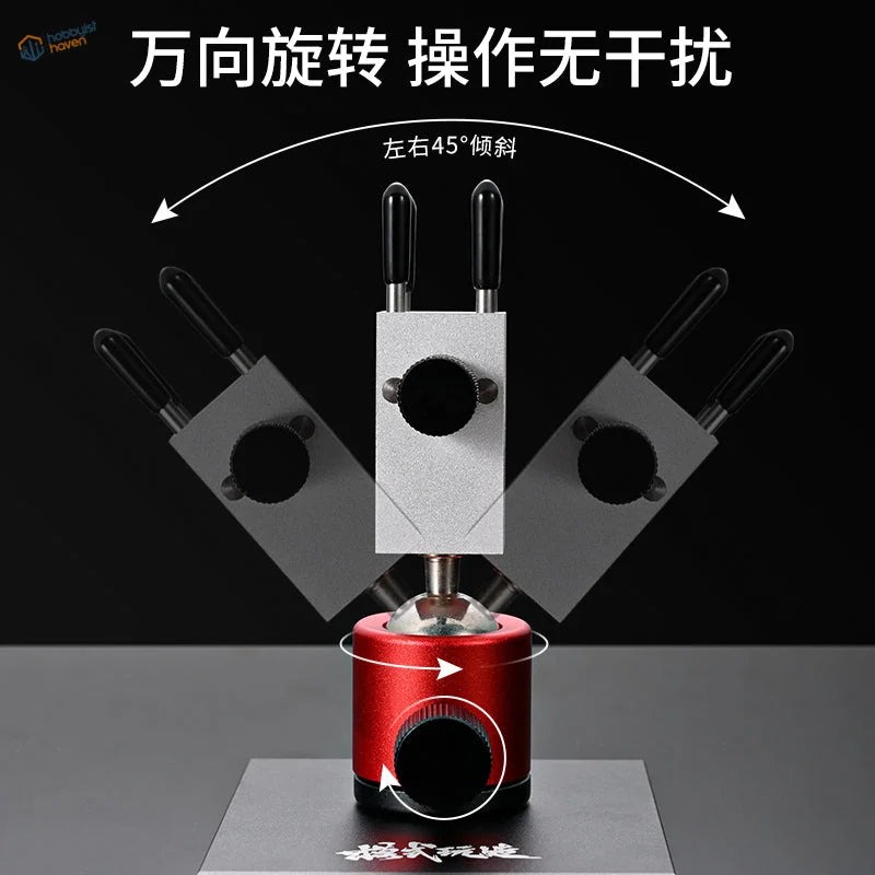Universal bench vise with rotating, tilting ball-joint head