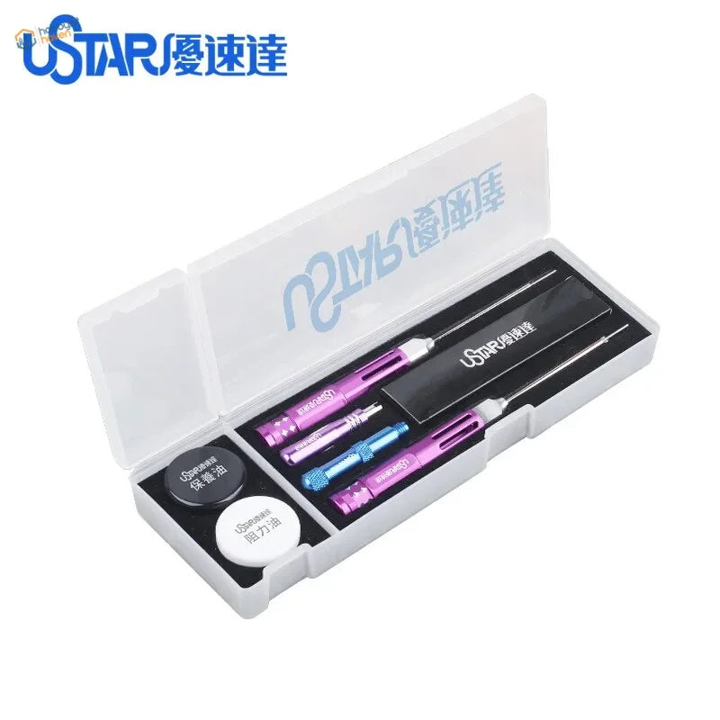Ustar airbrush cleaning toolset with precision screwdrivers in case