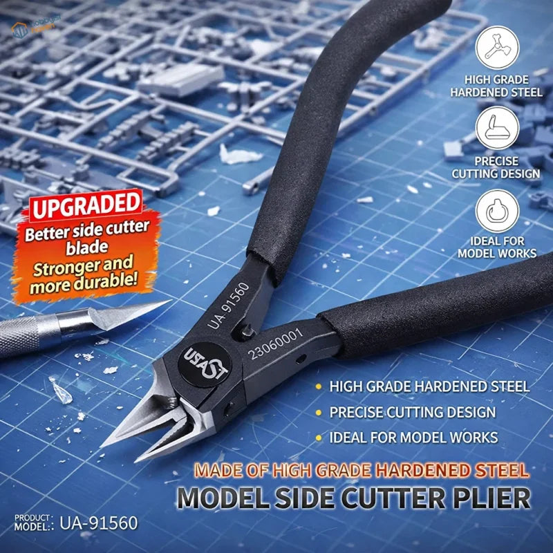 Black model side cutter plier with dual-edge blade and textured grips made of chrome vanadium steel by ustar