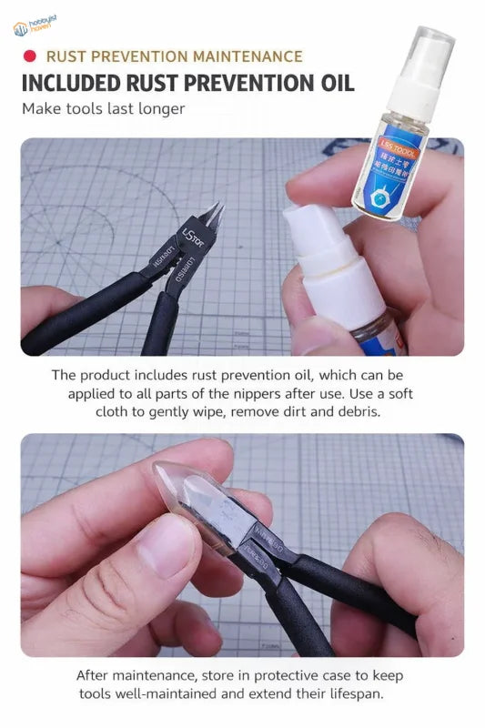 Black-handled UStar hard chrome-vanadium steel dual-edge nippers with silver jaws and lss tools branding