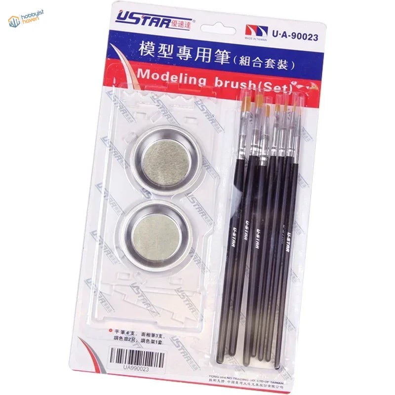 UStar professional brush set in clear blister pack with black handles
