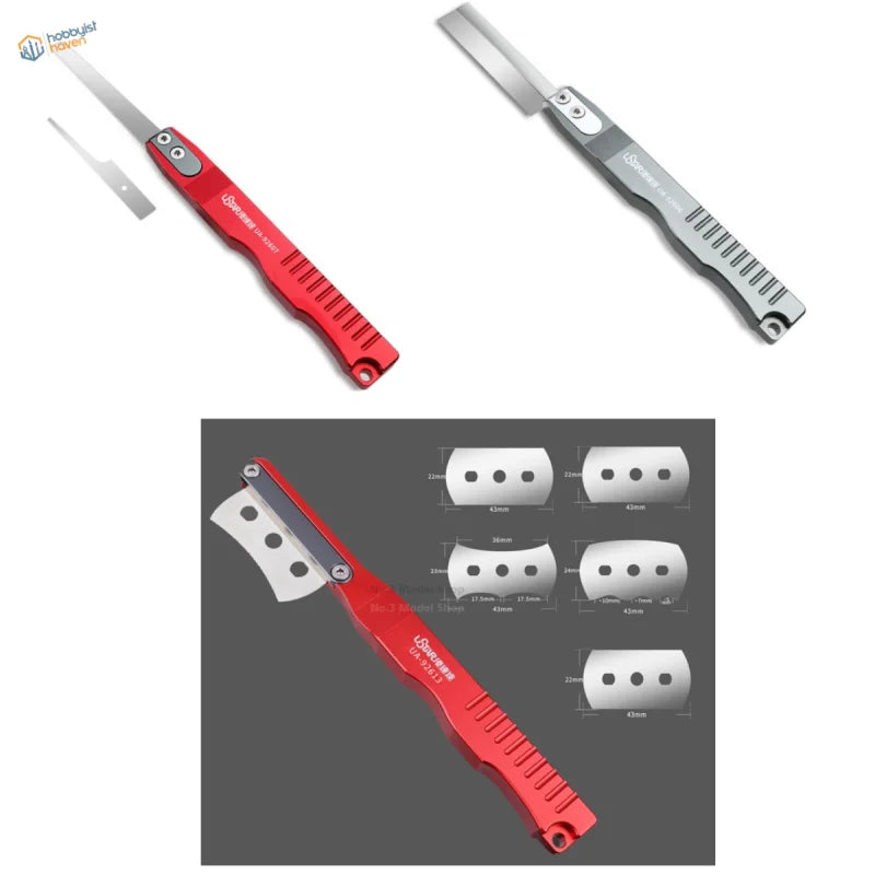 UStar Professional Modeling red silver folding utility knife textured grip