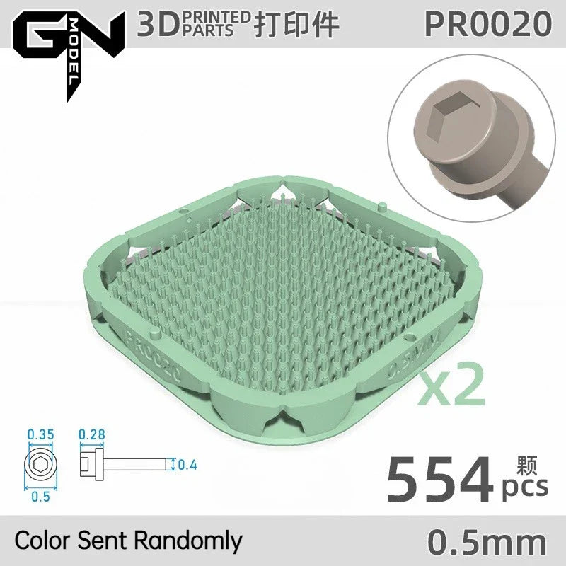 Light green 3D printed recessed hex flange rivet GN Model with pin array