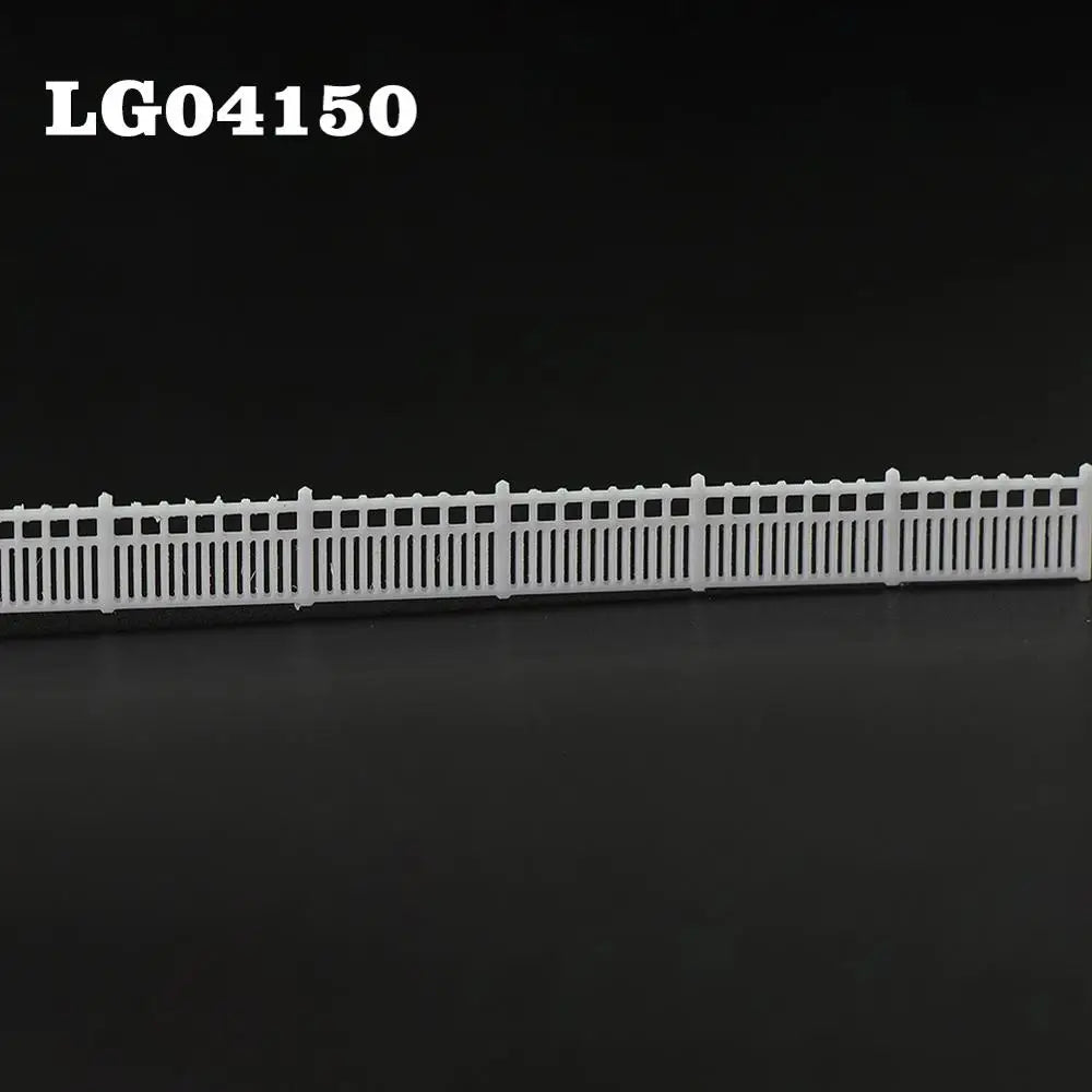N scale white plastic building fence wall with vertical slats and lattice-top picket design for station platform uses