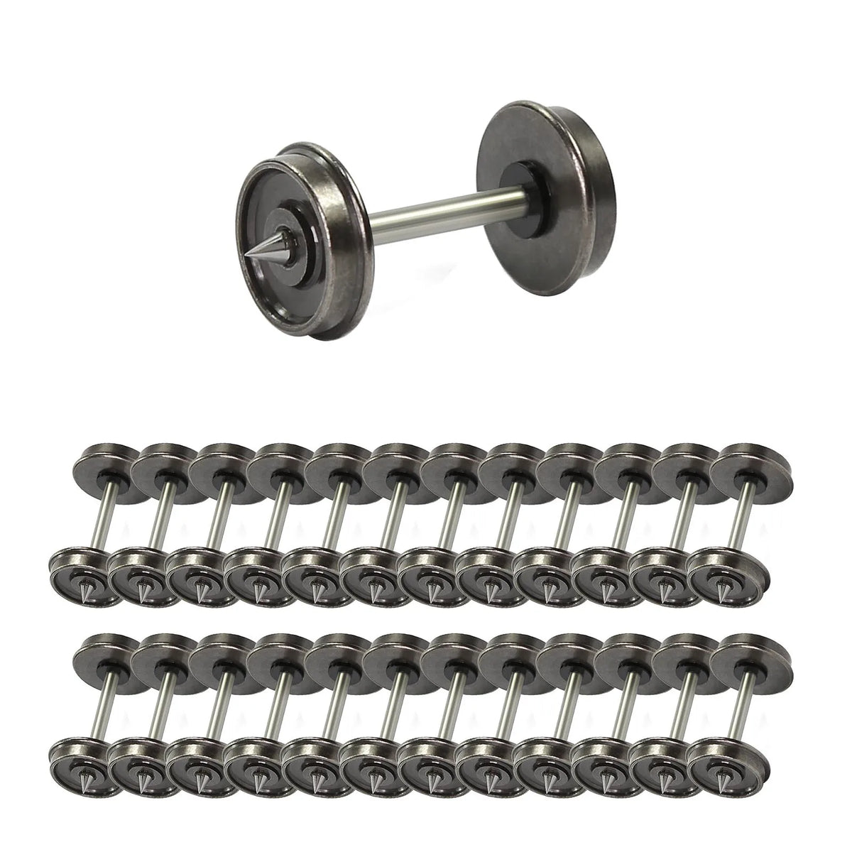 Set of 40 1/87 ho scale metal train wheels with metallic gray finish and precise engineering for model trains