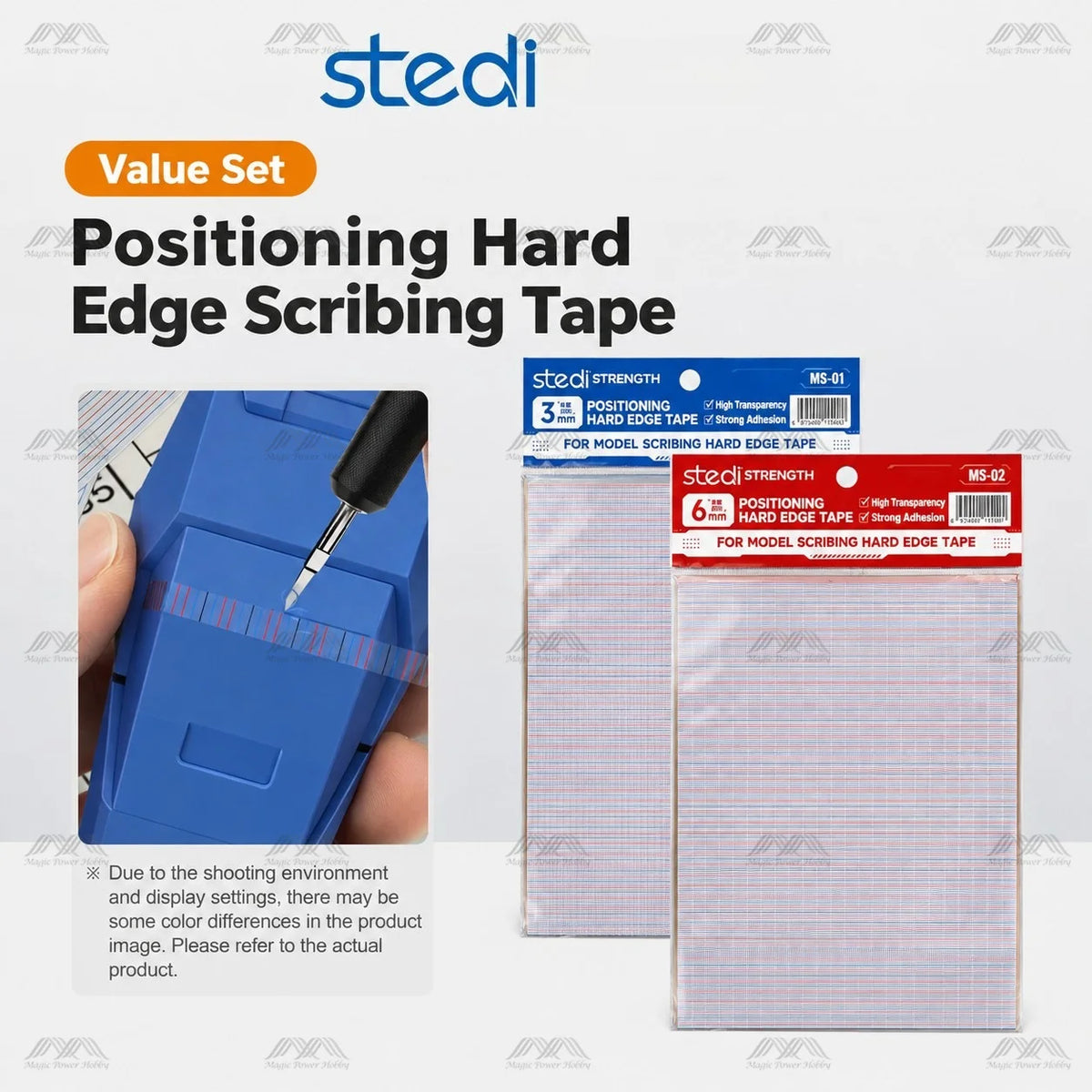 Stedi 3mm and 6mm hard edge scribing tape value set, two packs together