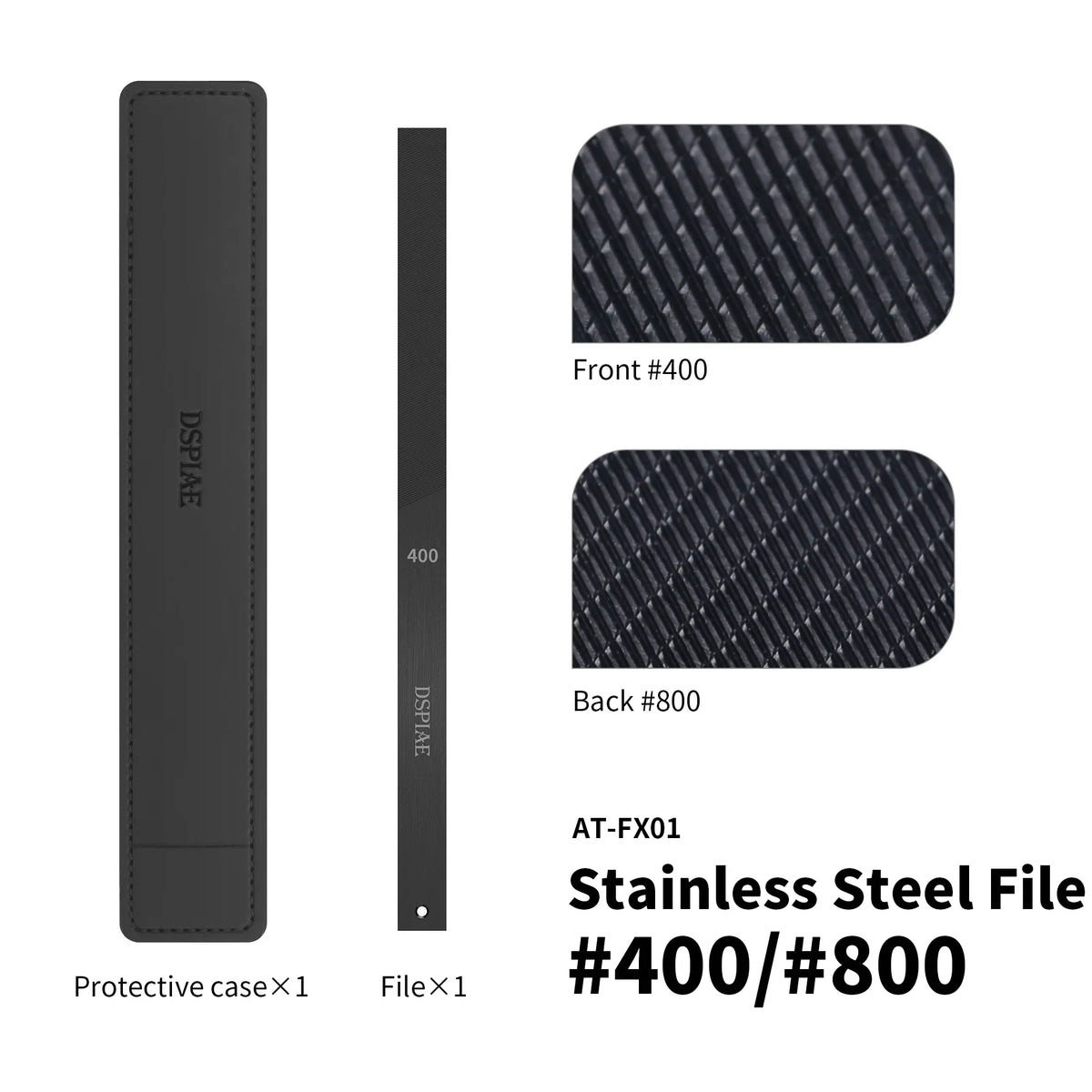 DSPIAE AT-FX DLC coated stainless steel file with #400 #800 grit