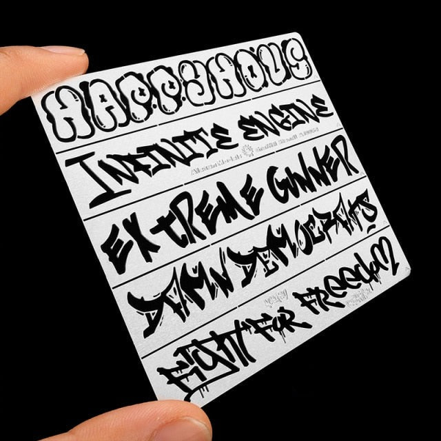 White sticker sheet with diorama graffiti stencils like happy hole for scale modeling