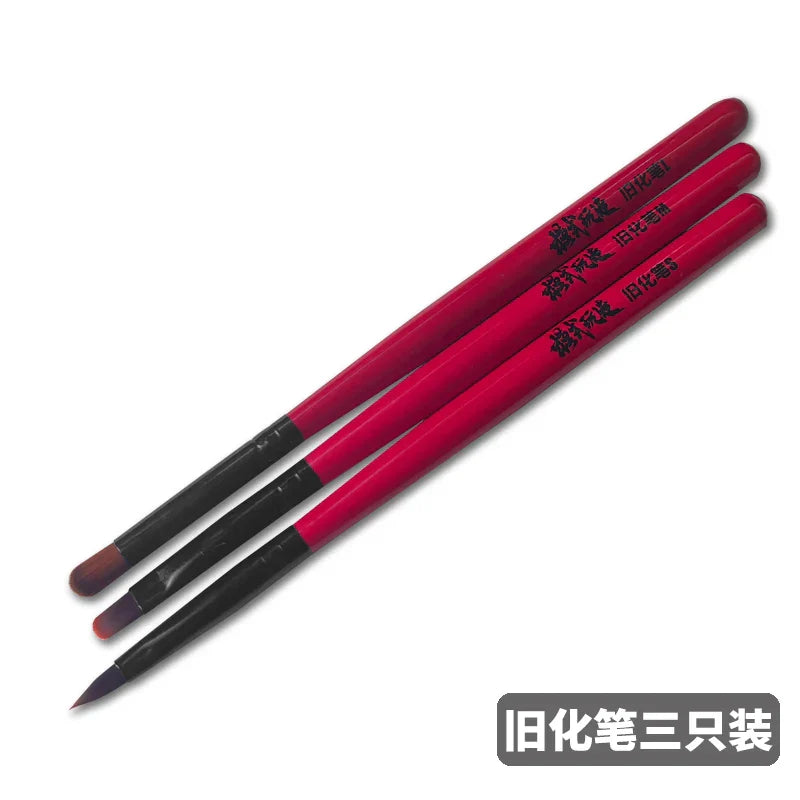 3pcs brush sets with vibrant red tips and black handles for Gundam modeling