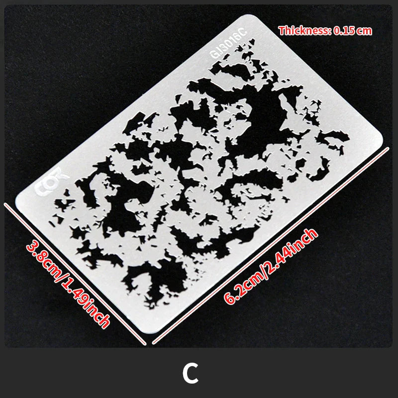 Silver camouflage stencil for streaking effects in scale modeling